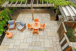 outdoor entertainment area with appian way tiled flooring