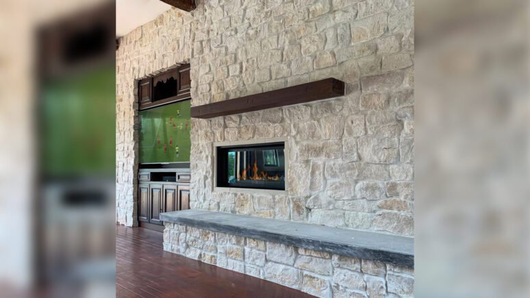 Luna Recs natural stone thin veneer installed on exterior wall