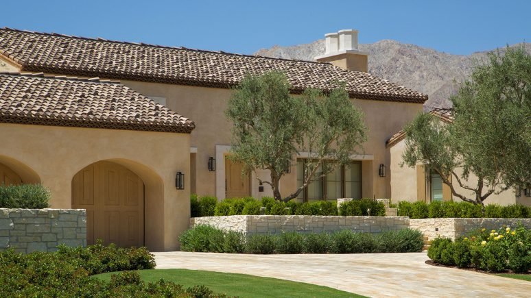 home with cream traditional retaining walls