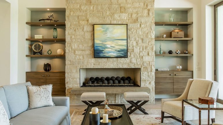 living room with regent buff traditional thin veneer interior fireplace