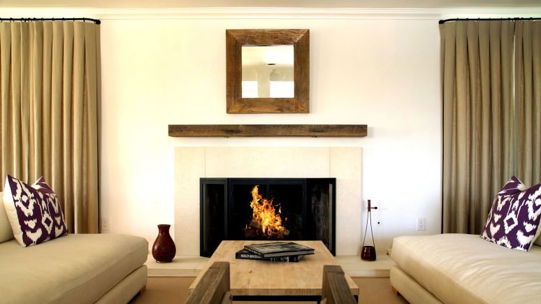 interior fireplace with blanco custom architectural cut stone installed