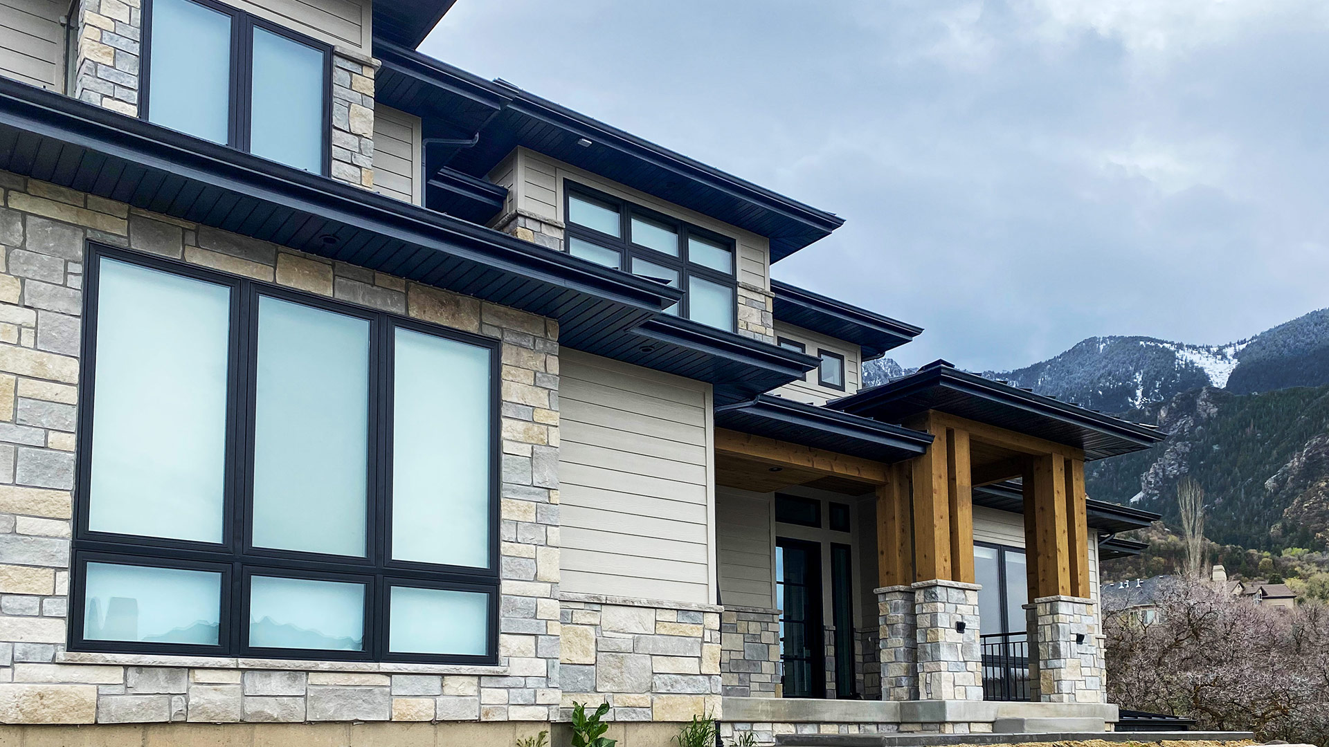 Tahoe Traditional natural stone thin veneer installed on exterior of custom home.